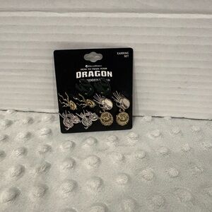 Bioworld How to Train Your Dragon Earring Set - Black, Gold, Silver